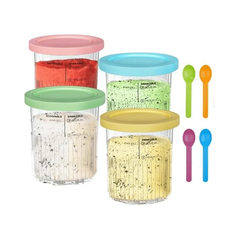 Ice Cream Containers Replacement For Ninja Creami Pints & Lids 24Oz Cups Creami Deluxe NC501 NC500 Series
