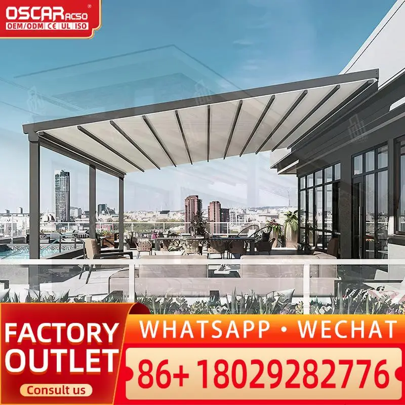 

Garden Patio Aluminum Gazebo Waterproof Sunshade Canopy Outdoor Shade Roof Deck Backyard Camping Retractable Canopy Pergola