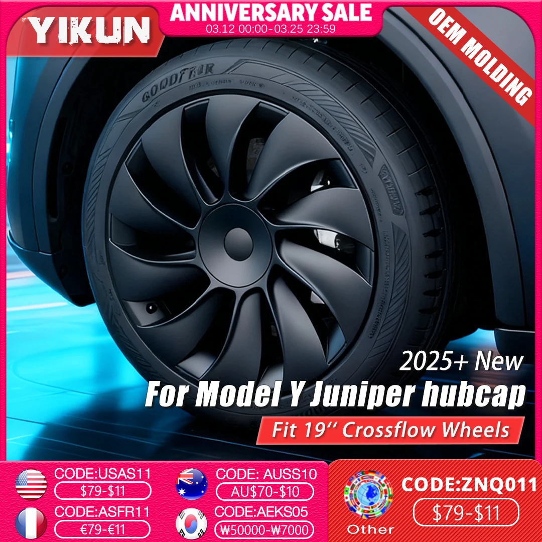 

Комплект из 4 новых колпаков на 19 дюймов для Tesla Model Y Juniper 2025 Performance, замена колпаков на колеса, полные накладки на диски, аксессуары для автомобиля
