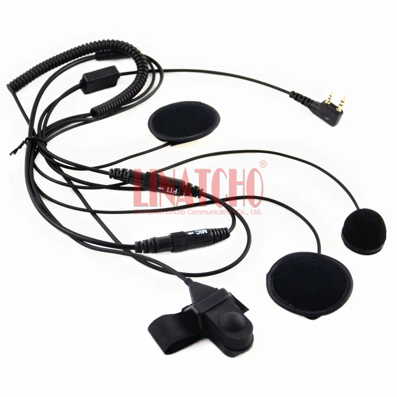 PTT Motorcycle Full Face Helmet Walkie Talkie Two Way HAM Hunting Radio Earmuff Headset Earphone