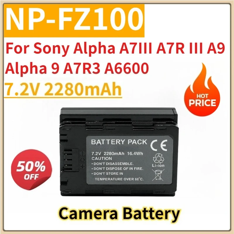 

New Replacement Camera Battery 7.2V 2280mAh NP-FZ100 for Sony Alpha A7III A7R III A9 Alpha 9 A7R3 A6600