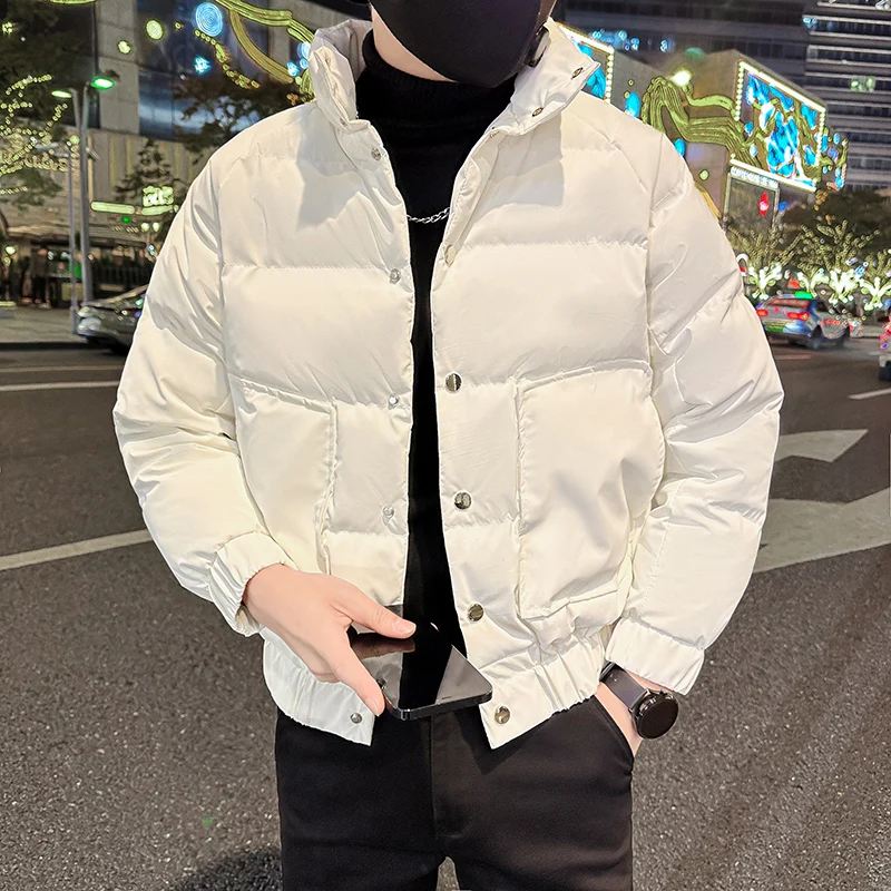 

Мужская зимняя утепленная куртка Slim Fit с воротником-стойкой, повседневная, молодежная, с наполнителем из полиэфирного волокна, утолщенная