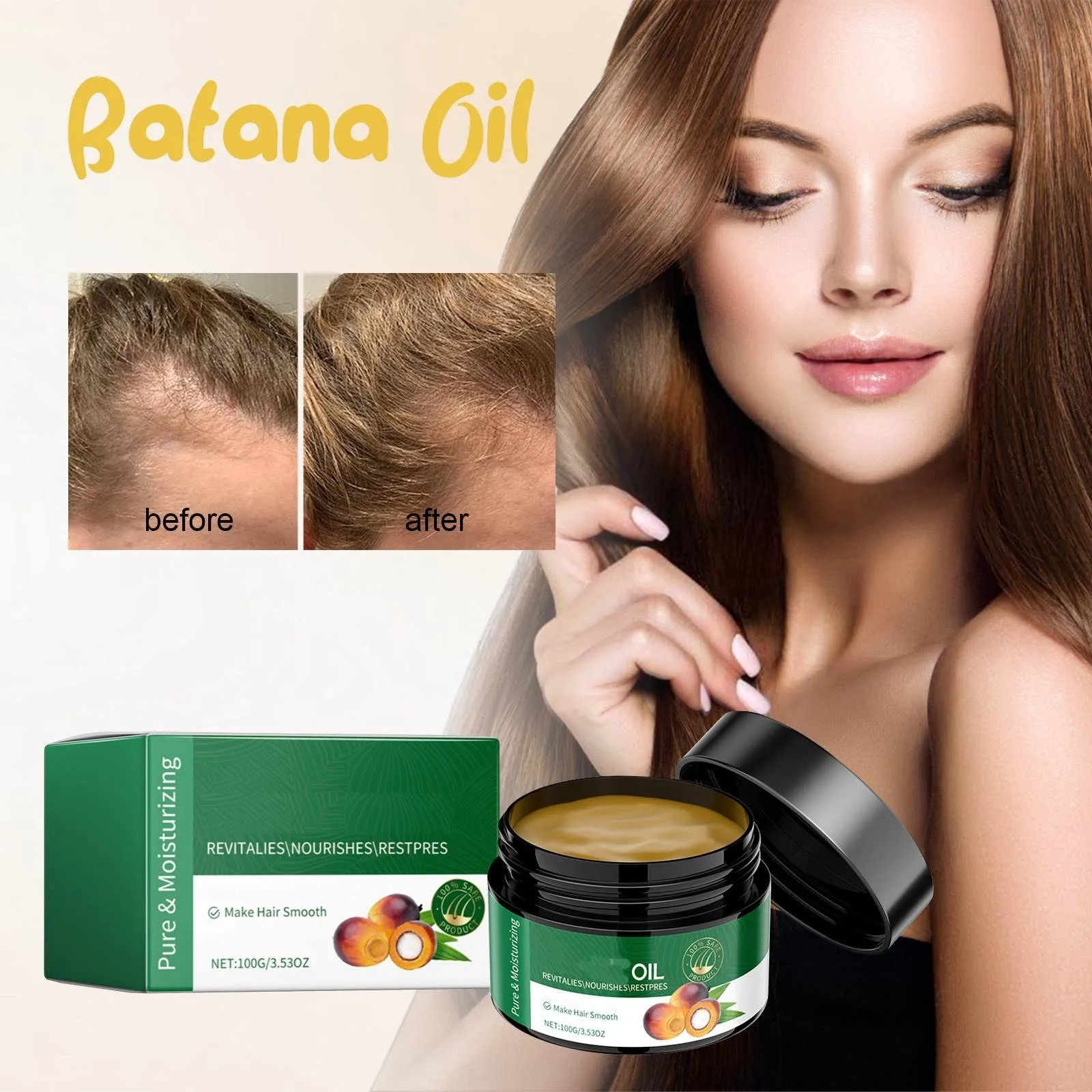 2024 New Hair Growth Batana Oil Promotes Hair Growth Batana Oil Promotes Thick Hair For Men And Women Hair Growth Oil120g