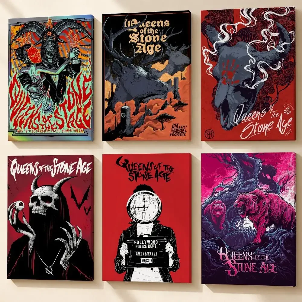 Band Q-Queens of the Stone Age Framed Wall Painting Canvas Poster Wooden Stretcher Frame Inner Frame Kit for Wall Art Painting