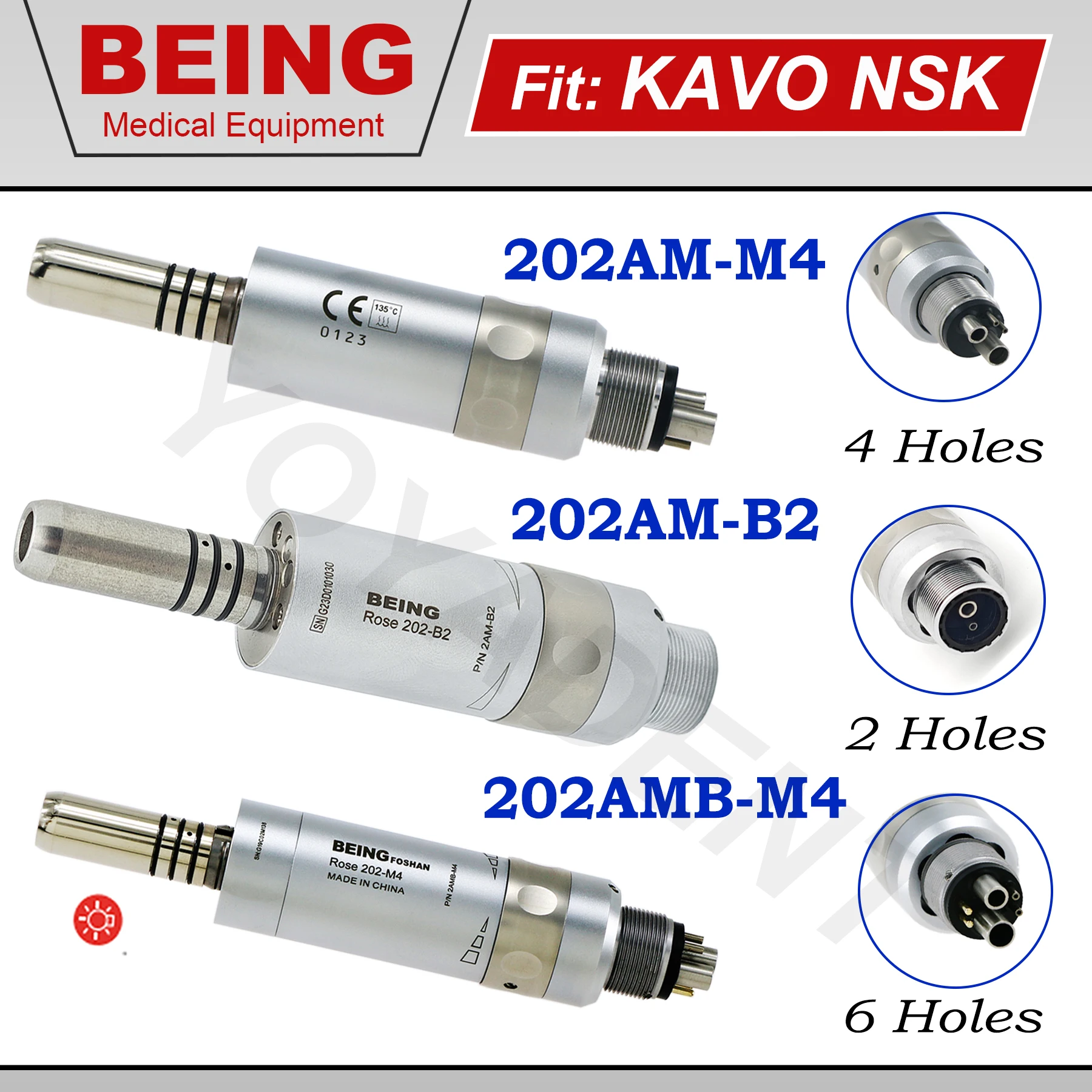 

BEING Dental Air Motor Internal Water Spray System E Type Motor 2/4/6 Holes Fit NSK KAVO Dentistry Products