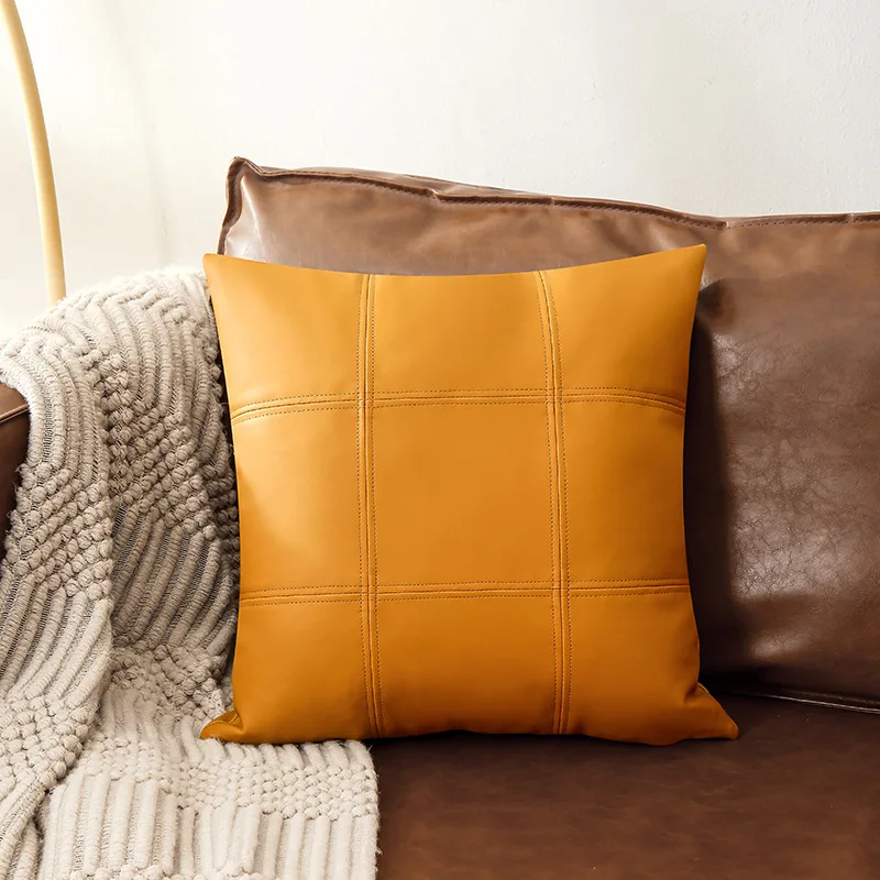 PU Leather Sofa Cushion Cover, Waist Pillowcase, Decorative Pillow Case, Both Sides