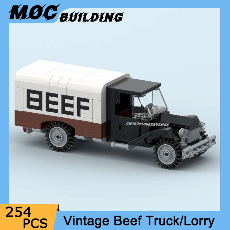 

MOC Building Blocks City Vintage Beef Truck Model Creative Lorry Vehicle Toys DIY Assemble Bricks Collection Display Xmas Gifts