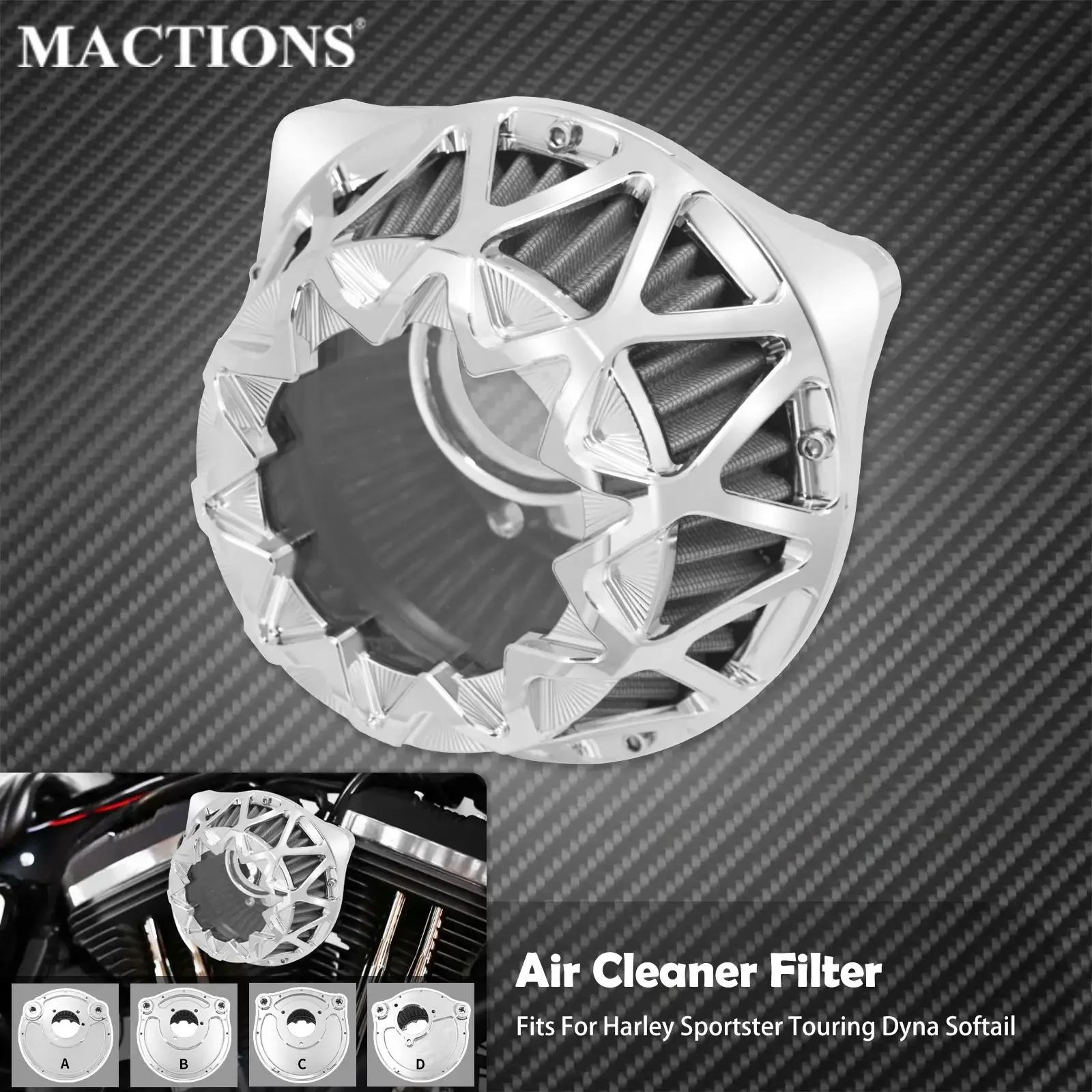 

Motorcycle Clarity Air Cleaner Intake Filter Chrome For Harley Dyna Softail Sportster XL1200 883 FLSTF Fat Bob Touring FLHT FLHX