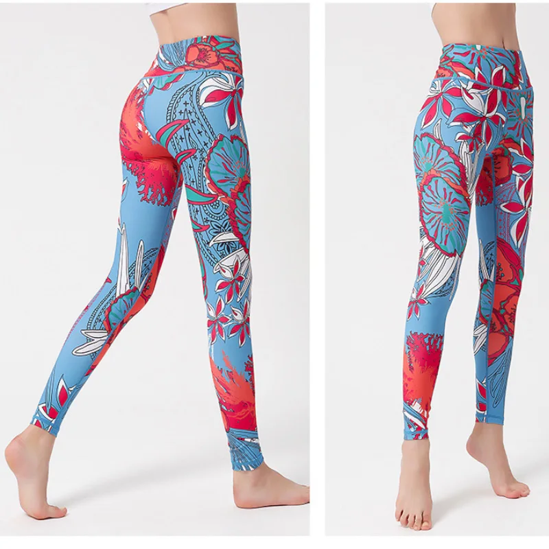 

Новые женские леггинсы для йоги с высокой талией, сексуальные спортивные брюки с принтом на бедрах, обтягивающие штаны для фитнеса, тренировок и бега