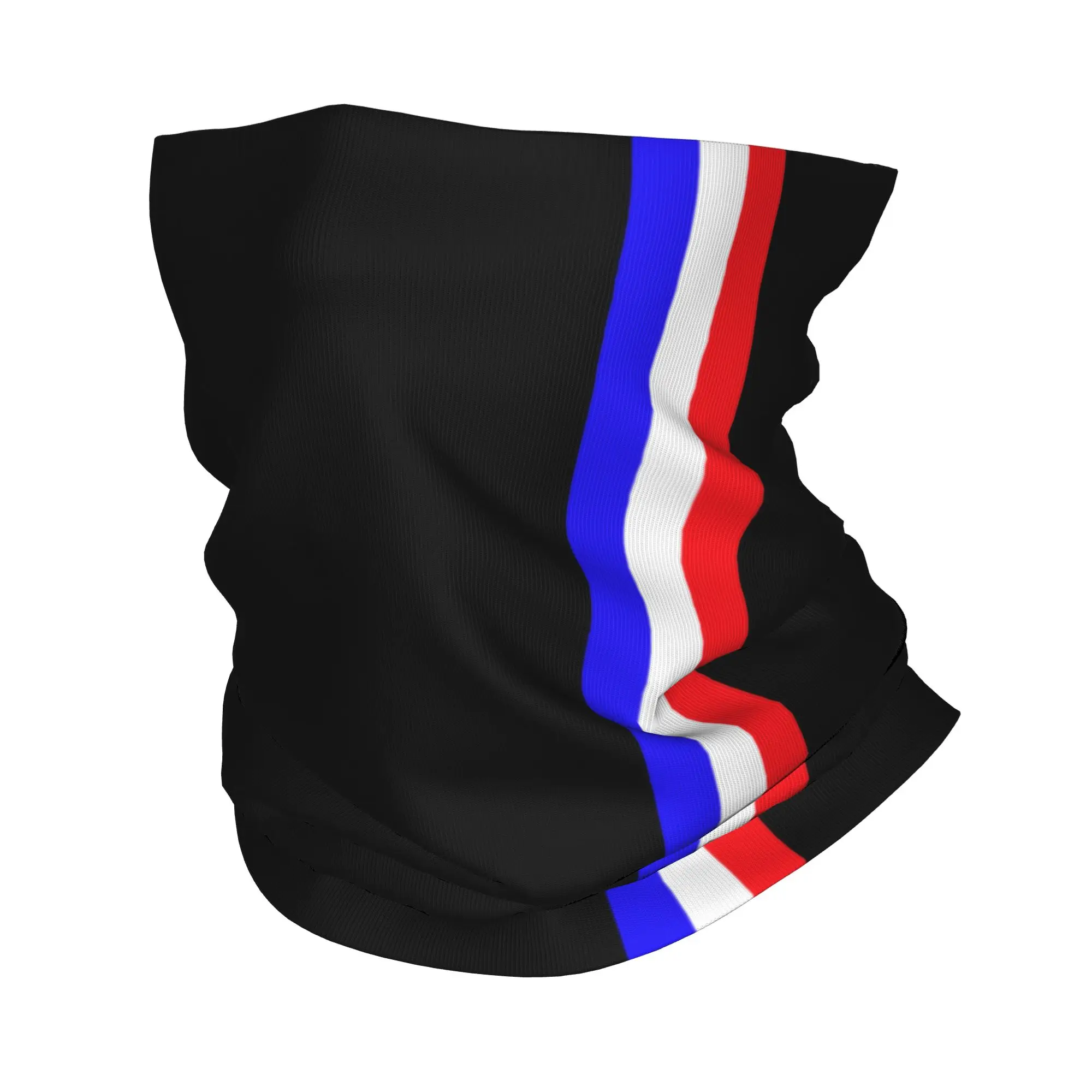 Custom French Flag Stripes Bandana Neck Warmer Women Men Winter Ski Tube Scarf Gaiter Flag Graphic Design Face Cover
