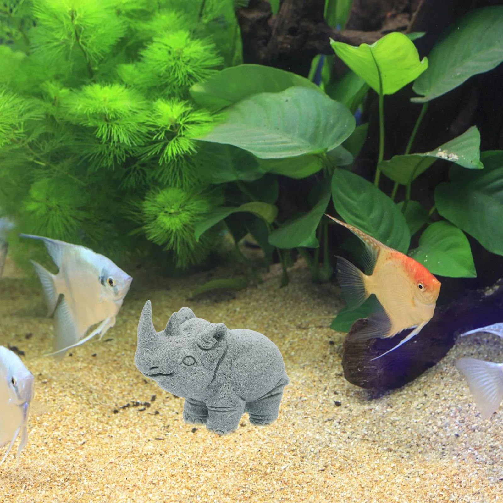 

Adorable Animal Figurines Blue S stone Rhino Statue Small Aquarium Decor Fish Tank naments Stone Sculpture Creative Micro L