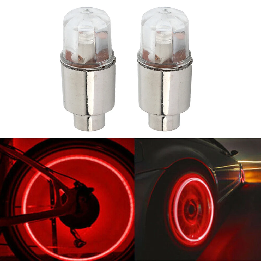 Personalize your car and increase visibility with these 2PCS Car Wheel Tire Tyre Air Valve Stem LED Light Covers