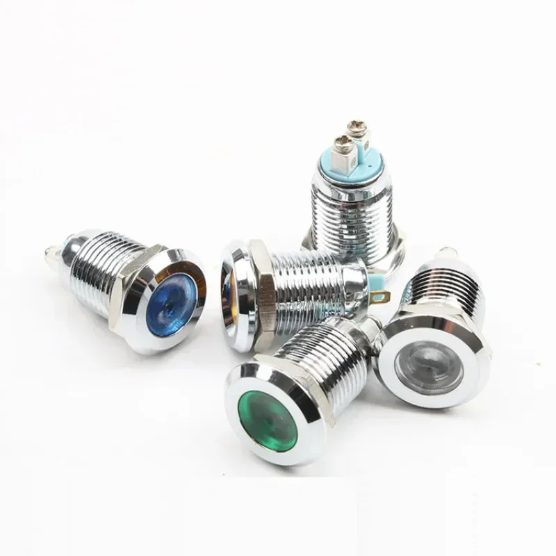 1 pz 12mm LED Indicatore di Metallo Indicatore di Alimentazione Piatto Lampada di Segnalazione Impermeabile 6V12V24V220V