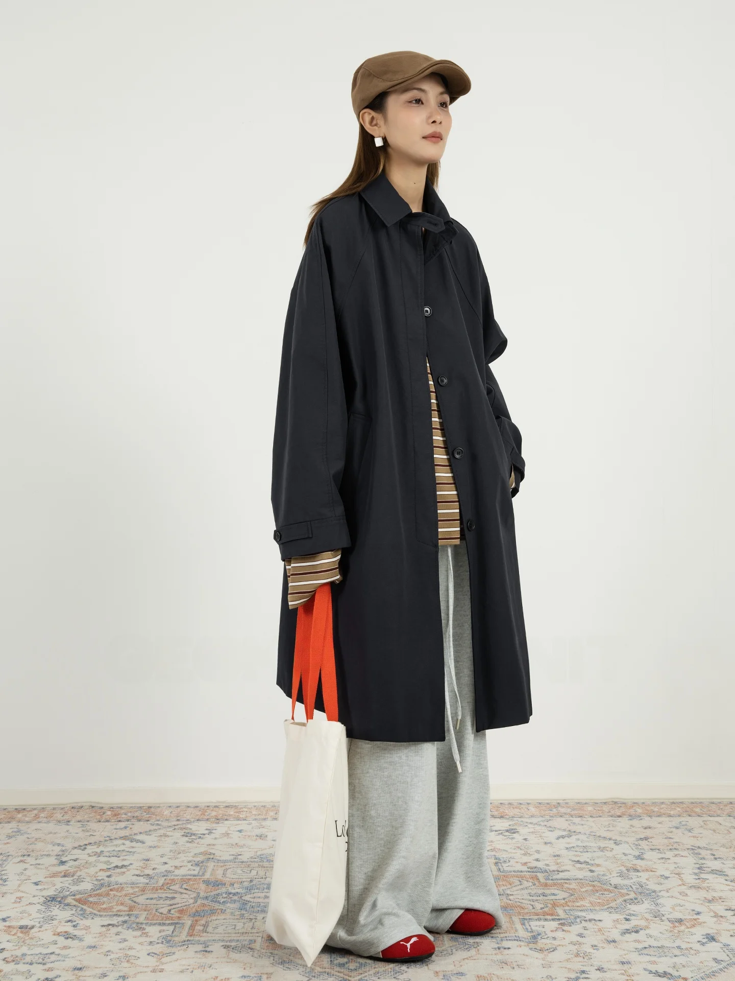 

Geometry Unit, осеннее новое женское длинное пальто с джатовым воротником, флип-модный микс, хлопковая нейлоновая ветровка Skimming Ape, верхняя...