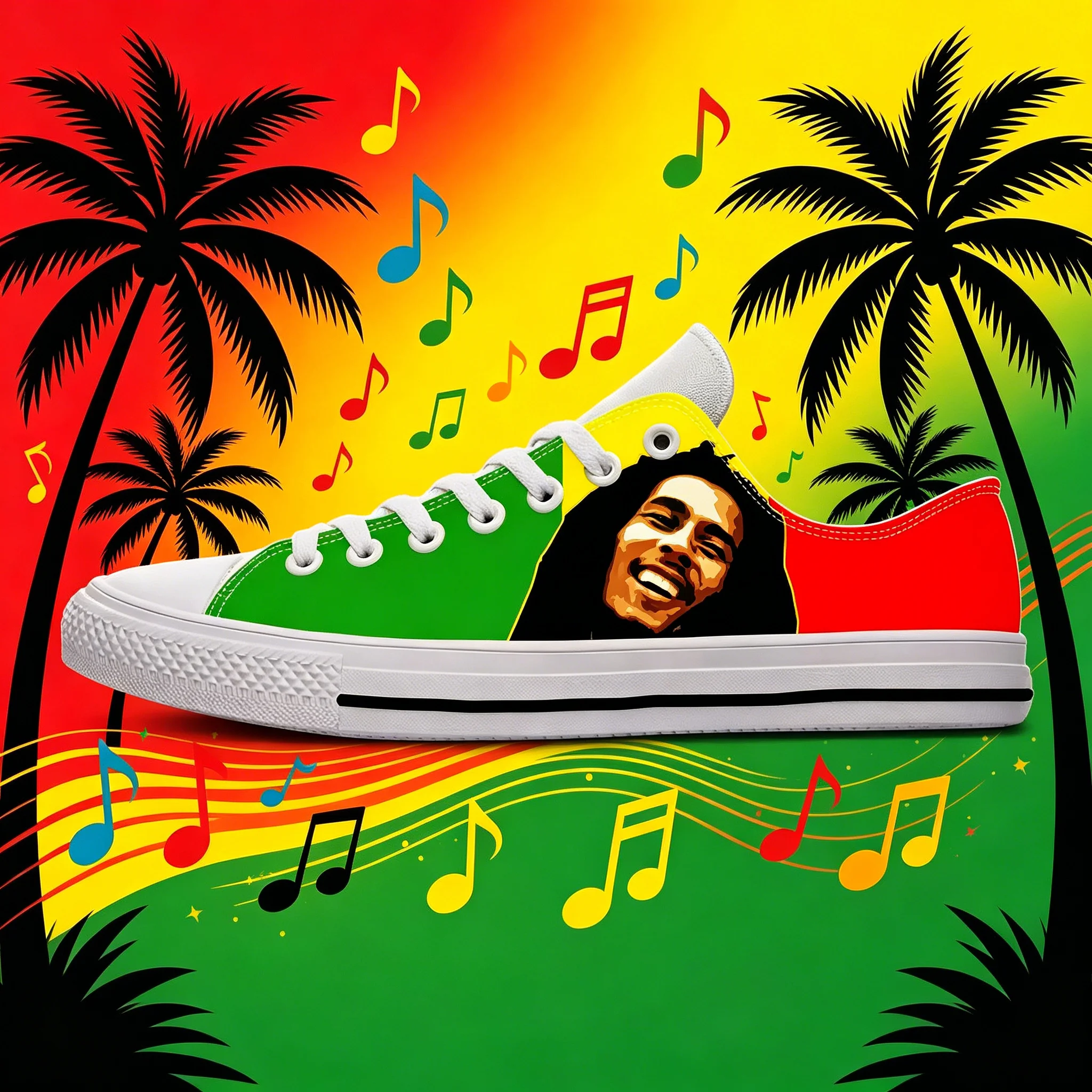 

Bob Marley Outdoor Walking Low Top Sneakers Anti Slip Wear Resistant Reggae Print Unisex Street Footwear