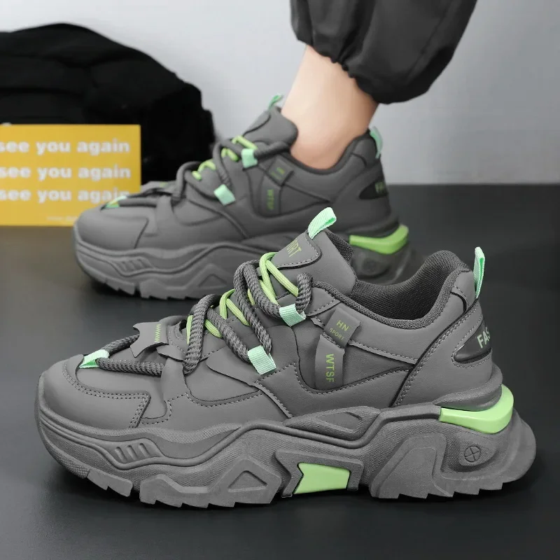 Men's Sneakers Thick Sole Height Increasing Breathable Casual Shoe for Men Trendy Thick Vulcanized Shoes Male Hiking Shoes image 4