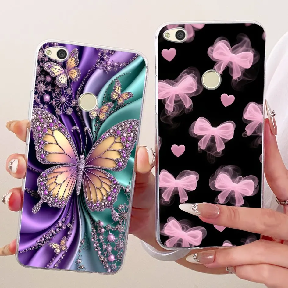 Funda para Huawei P8 P9 Lite 2017 PRA-TL10, Funda de Teléfono de TPU Transparente Suave con Diseño de Mariposa para Honor 8 Lite Nova Lite 2017
