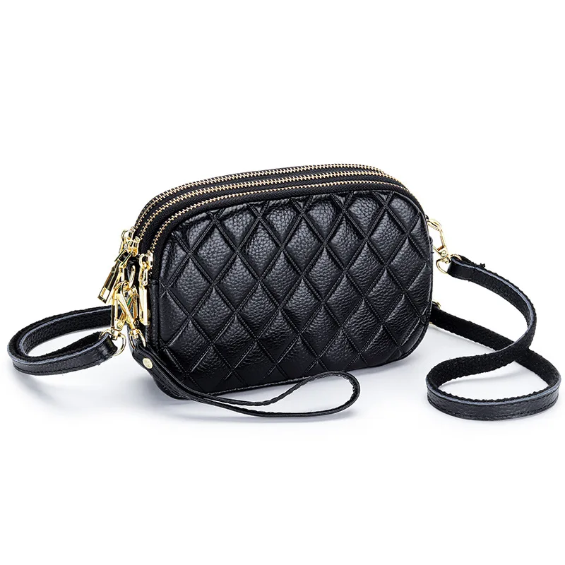 

Новинка 2023 года, летняя женская сумка через плечо из натуральной кожи, стеганый кошелек с бриллиантами, простой модный кошелек с несколькими карманами