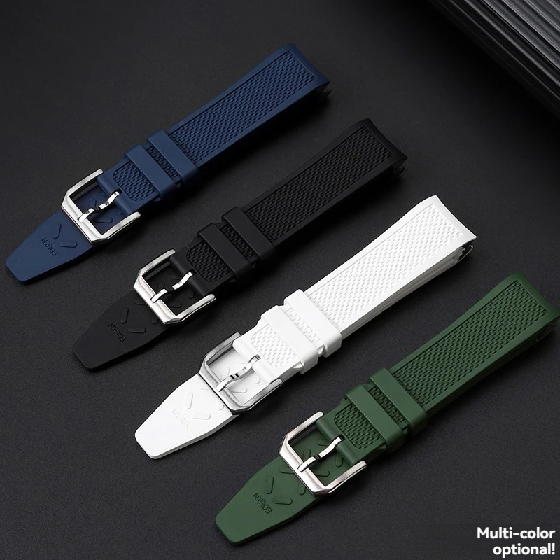 Metal arc fluororubber watch band Adapted FOR IWC IW371620 1609 Portugal Series Men\'s watch accessories 20mm Pin buckle strap