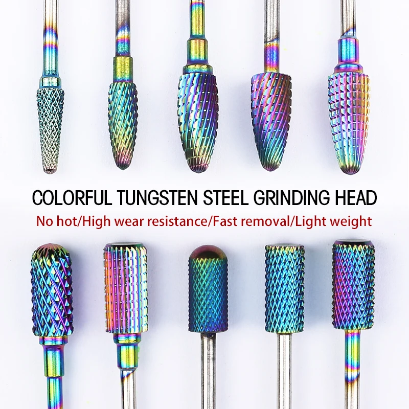 Tungsten Steel Nail Drill Bits Professional Manicure Milling Cutter Strong Cutting for Hard Nails Durable Electric File Burrs