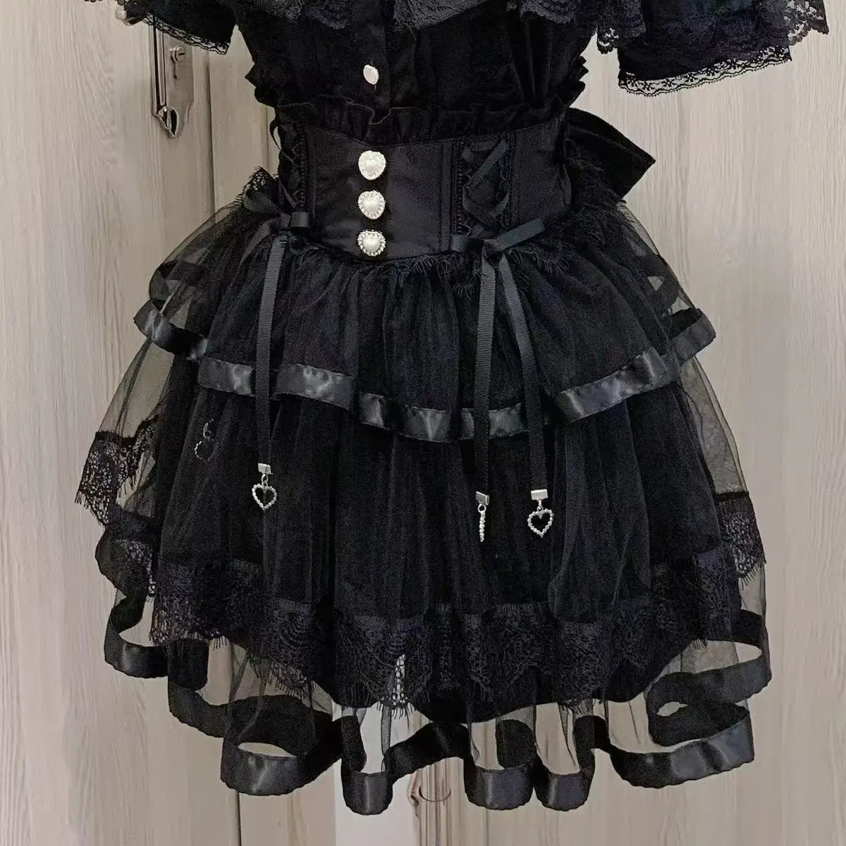 Cute Japan Sweet Lolita Style Mini Skirt Women Elegant Lace Bandage Party Cake… - Image 4