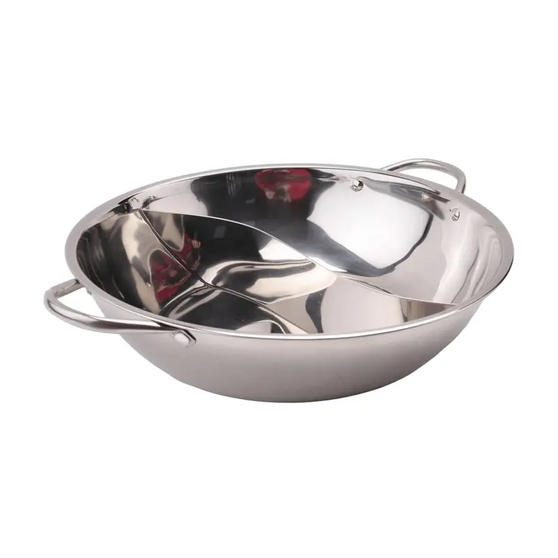 ABUH-Stainless Steel Twin Divided Double Hotpot Cooker Gas Stove Compatible Pot Home Kitchen Cookware Soup Cooking Pot Durable ,