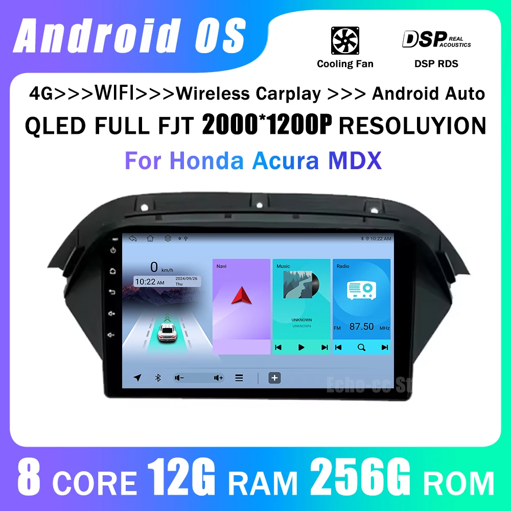 

For Honda Acura MDX 2008 2009 2010 2011 2012 2013 Android 14 Carplay Car Radio GPS Navi Multimedia Player Head Unit Player