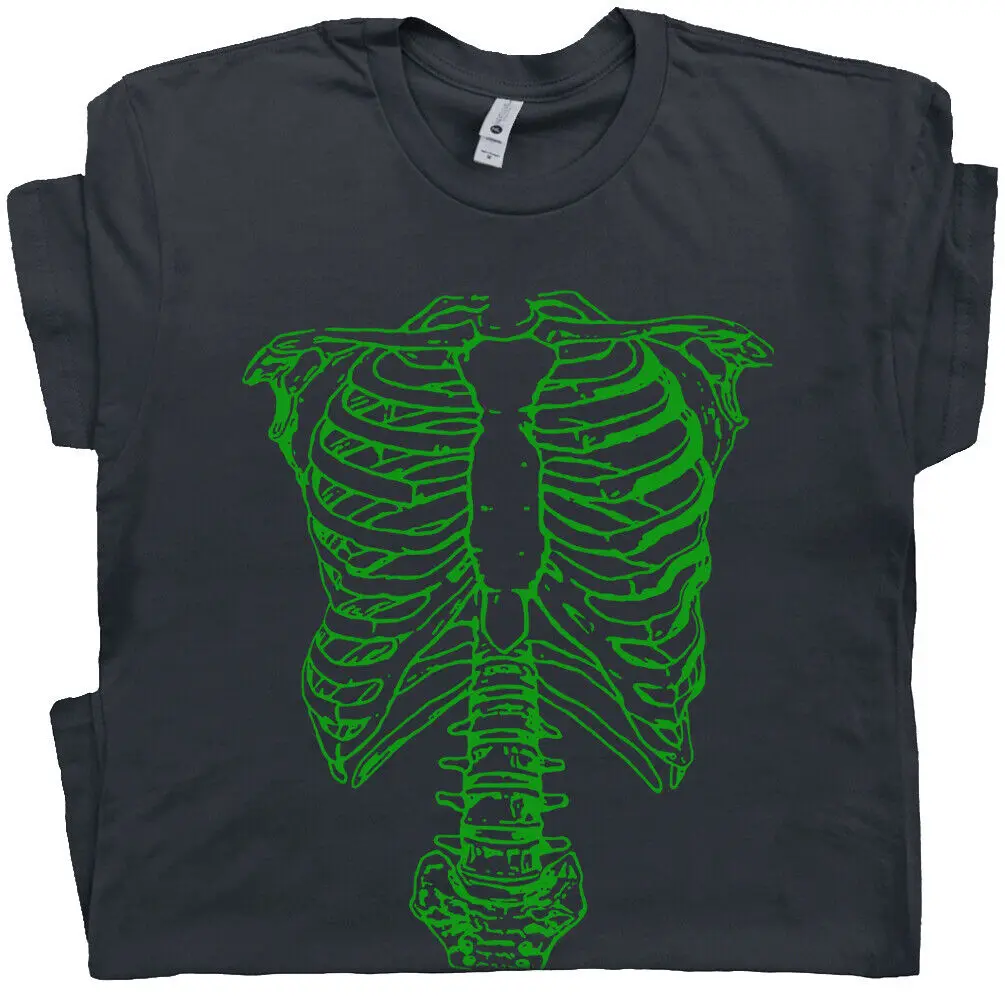 Green Skeleton T Shirt Vintage Spinal Tap Spine Ribs Movie Tee 70s 80s Halloween