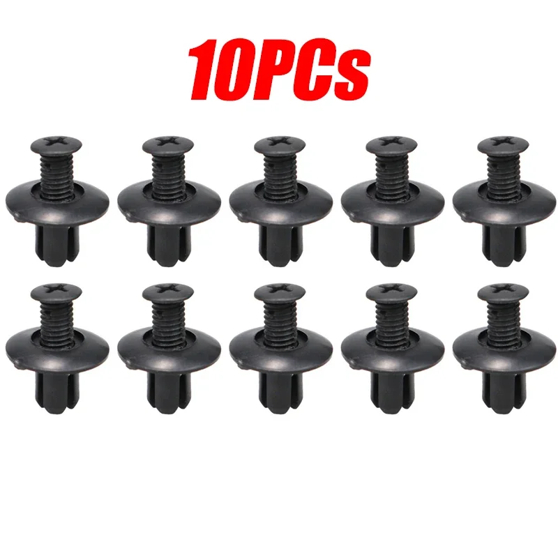 50pcs Universal Car Hole Plastic Rivets Fastener Push Clip Black Bumper Door Trim Panel Retainer Fastener Clip Car Accessories