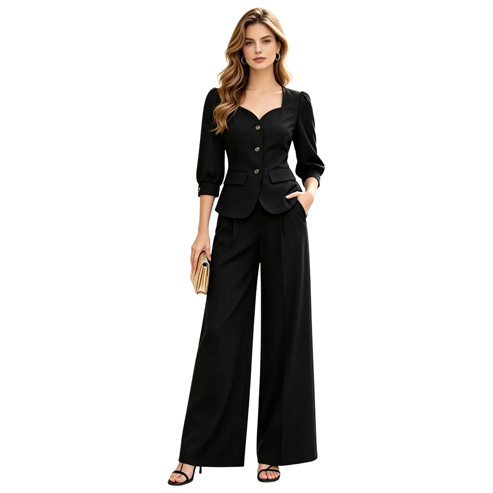 Formal Suits for Women Office Commute Business Outerwear Set OL Lady Work Outfit Fashion Clothes Blazer with Wide-leg Pants view 2