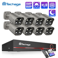 Techage 8CH 5MP 8MP Security Camera System 4K HD POE IP Camera Kit Two Way Audio Face Detect Metal Outdoor Video Surveillance