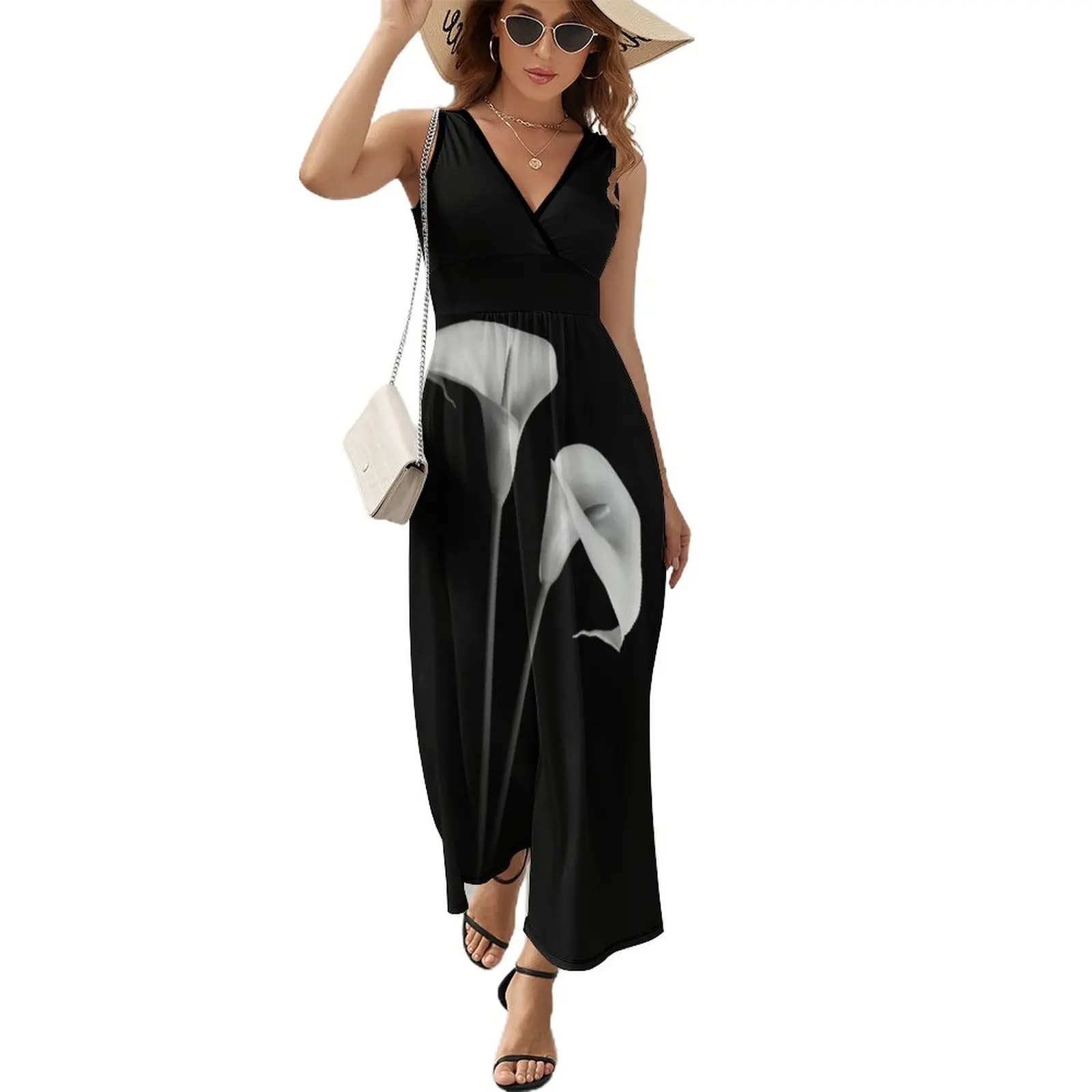 

Arum Lilies in Black and White Sleeveless Dress women's summer dresses 2024 sensual sexy dress for women