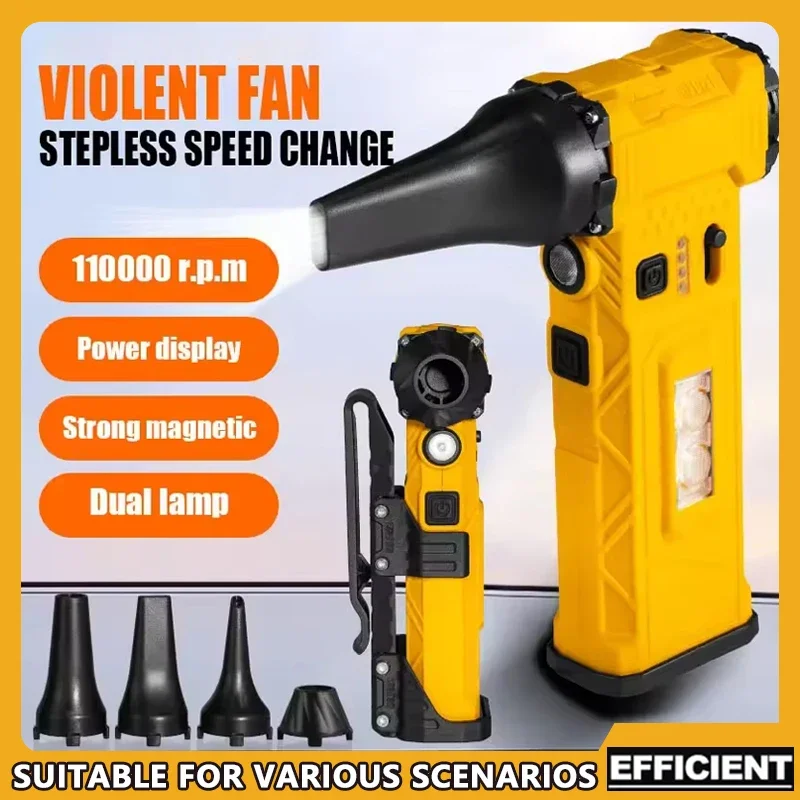 

Outdoor Violence Fan, Brushless Motor, Cleaning Fan, Dust Blower, Emergency Lighting, High-Speed Handheld Fan
