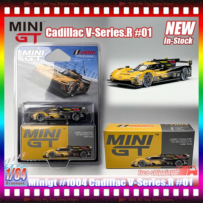

Новый в наличии Minigt 1:64 # 1004 Cadillac V-Series.R # 1:1, миниатюрная литая модель автомобиля из сплава, изготовленная на заказ игрушка, коллекционный подарок