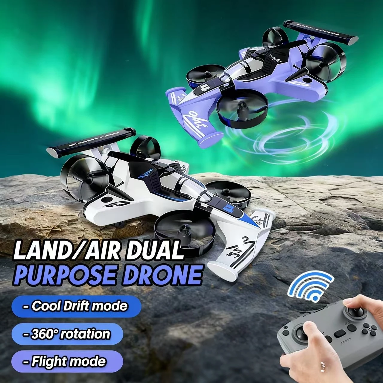 2 in 1 Mini Land Air Flying Car Drone, 2.4G Dual Mode 4-Rotor Racing RC Car, Kids Off-Road Toy, Gift for Children & Adults