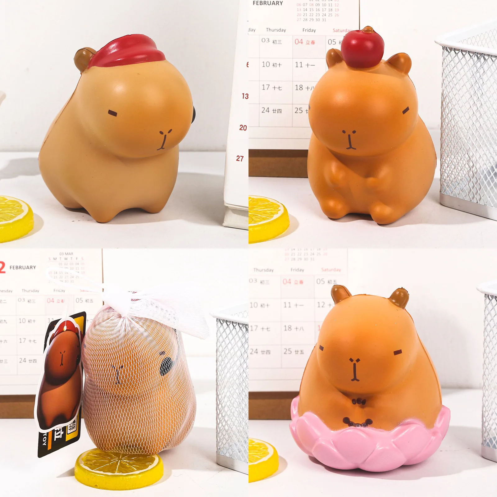 

Cartoon Simulation Capybara Series PU Slow Rebound Toy Kids Squeeze Stress Relief Toys Desktop Ornament Pinch Music Fidget Toy