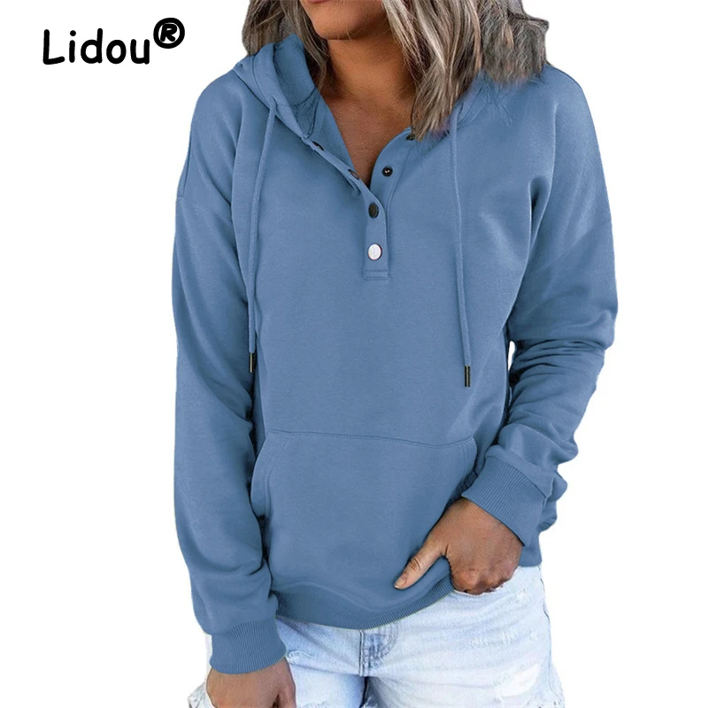 

2023 Autumn Winter Women Casual Streetwear Y2K Hooded Sweatshirts Female Long Sleeve Oversized Hoodies Solid Pullover Tunic Tops