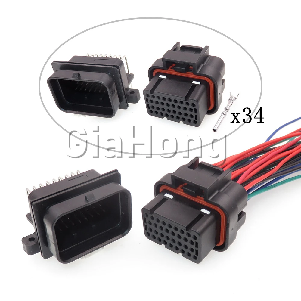 

1 Set 34 Ways Automobile Starter Waterproof Socket 6437288-2 Auto Wire Cable PCB Plug 4-1437290-1 Car ECU Connector