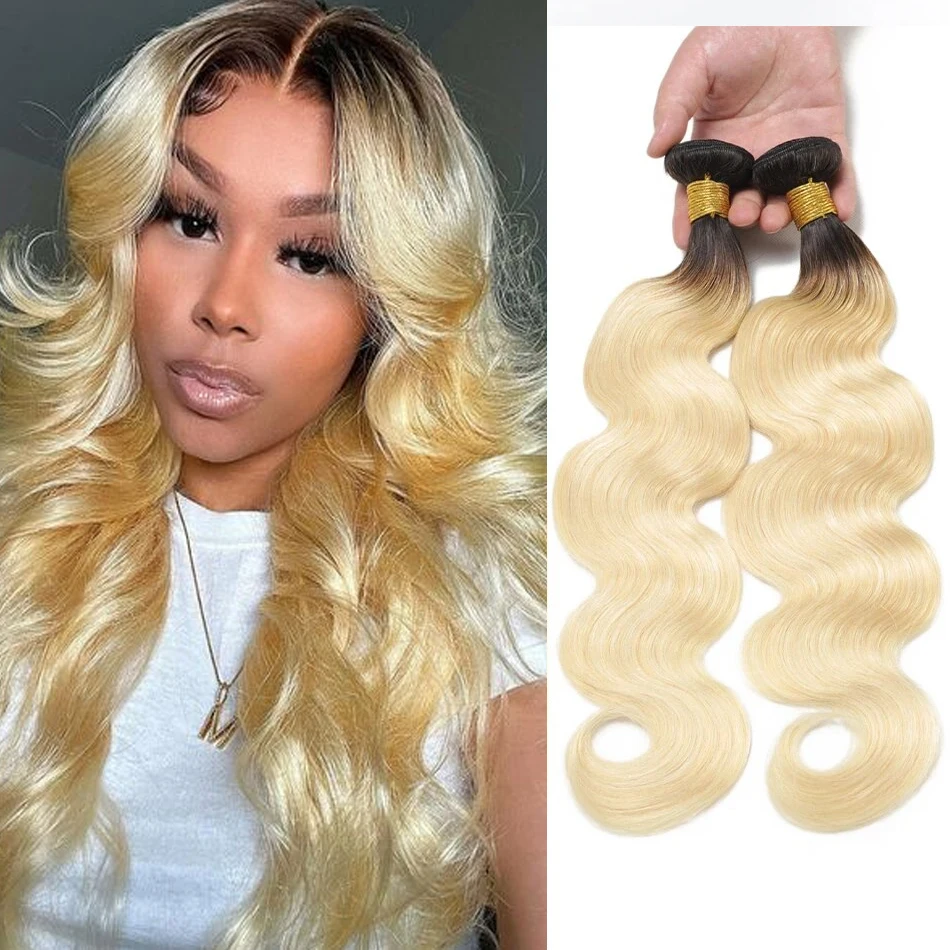 Lynlyshan Hair Blonde Body Wave 1/3 Pcs Color 613 Peruvian Body Wave Hair Bundles Remy Light Honey Blonde Human Hair Bundles