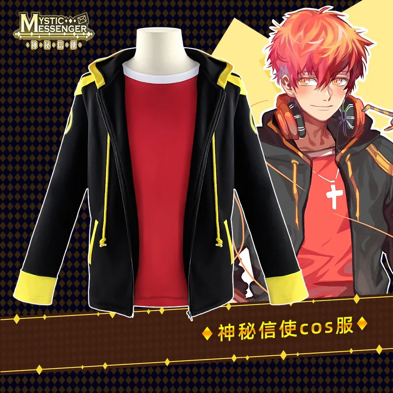 Mystic Messenger 707 Saeyoung Luciel Choi Cosplay Costume Men Women Halloween Costumes Anime Hooded Jacket Hoodies Coat T-shirt