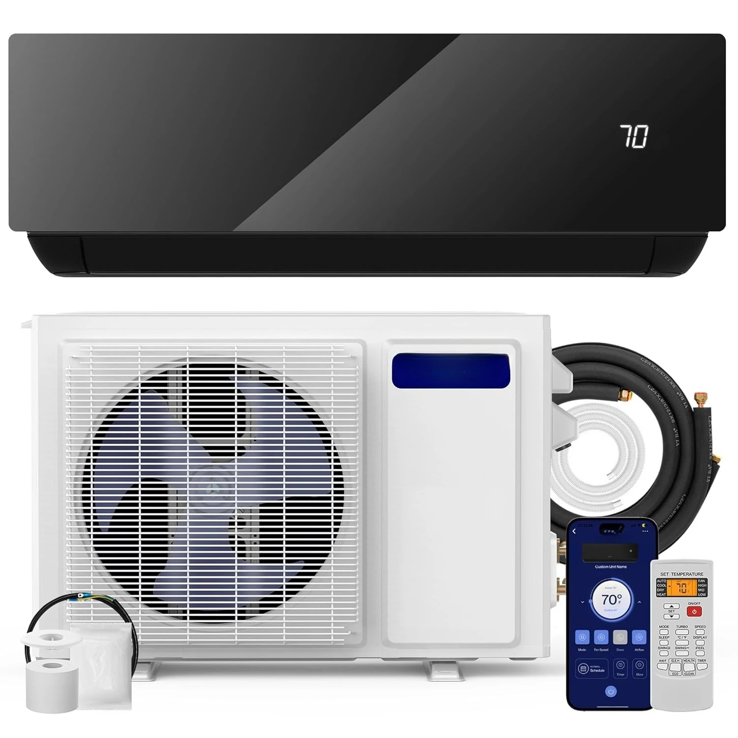 

Umbra Series 12000 BTU Mini Split Work with Alexa 20 SEER2 Cools Up to 550 Sq.Ft Energy Saving Split AC & Pre-Charged 1, Custom