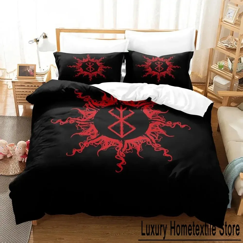 

3D Print Anime BERSERK Bedding Set Double Twin King Duvet Cover Comforter Pillowcase Boys Girls Adults Bedroom For Home Textiles