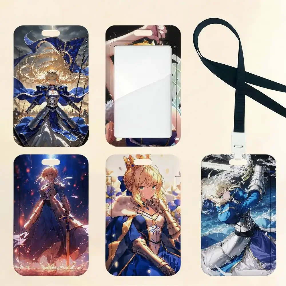 Fate Grand Order Saber Card Holder Cardcase Bank Credit Student ID Subway Work Permit Badge Holder Door Card