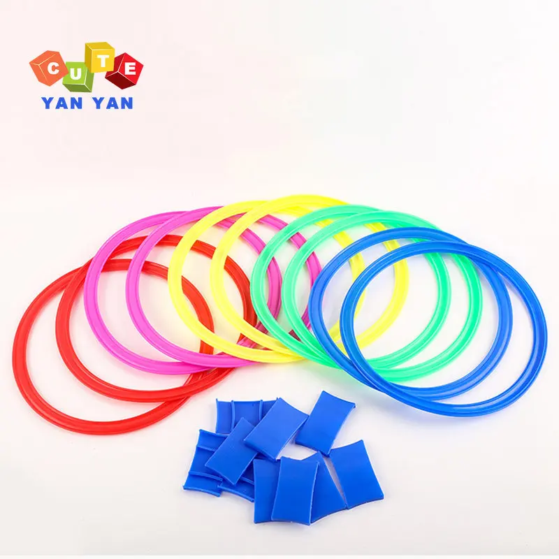 Outdoor Kids Funny Physical Training Sport Toys Lattice Jump Ring Set Game with 10 Hoops 10 Connectors for Park Play Boys Girls