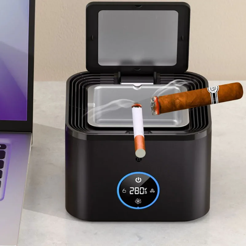 Smart Ashtray Air Purifier with Auto Open Lid Smoke Eliminator for Secondhand Smoke Odor Removal Home Office
