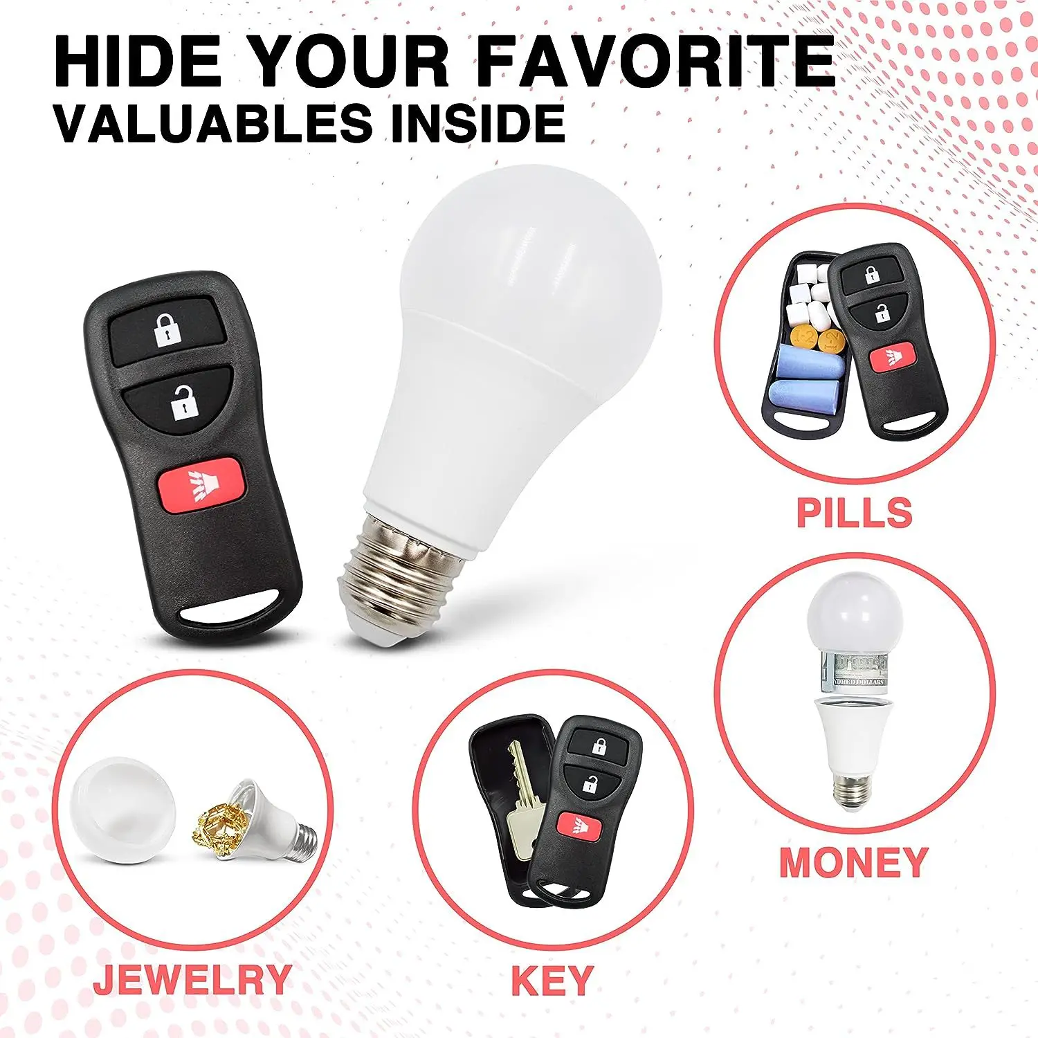 Portable Hidden Storage Box Simulated Car Key Case Private Money & Medicine Disguise Fake Key Pill Box for Secure Storage