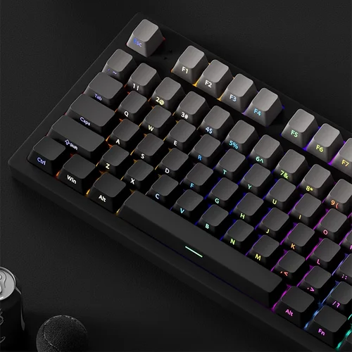 Imagen 2 del producto Teclas con estampado lateral degradado de perfil OEM, teclas PBT de doble disparo para teclado mecánico de jugador, teclas negras y grises