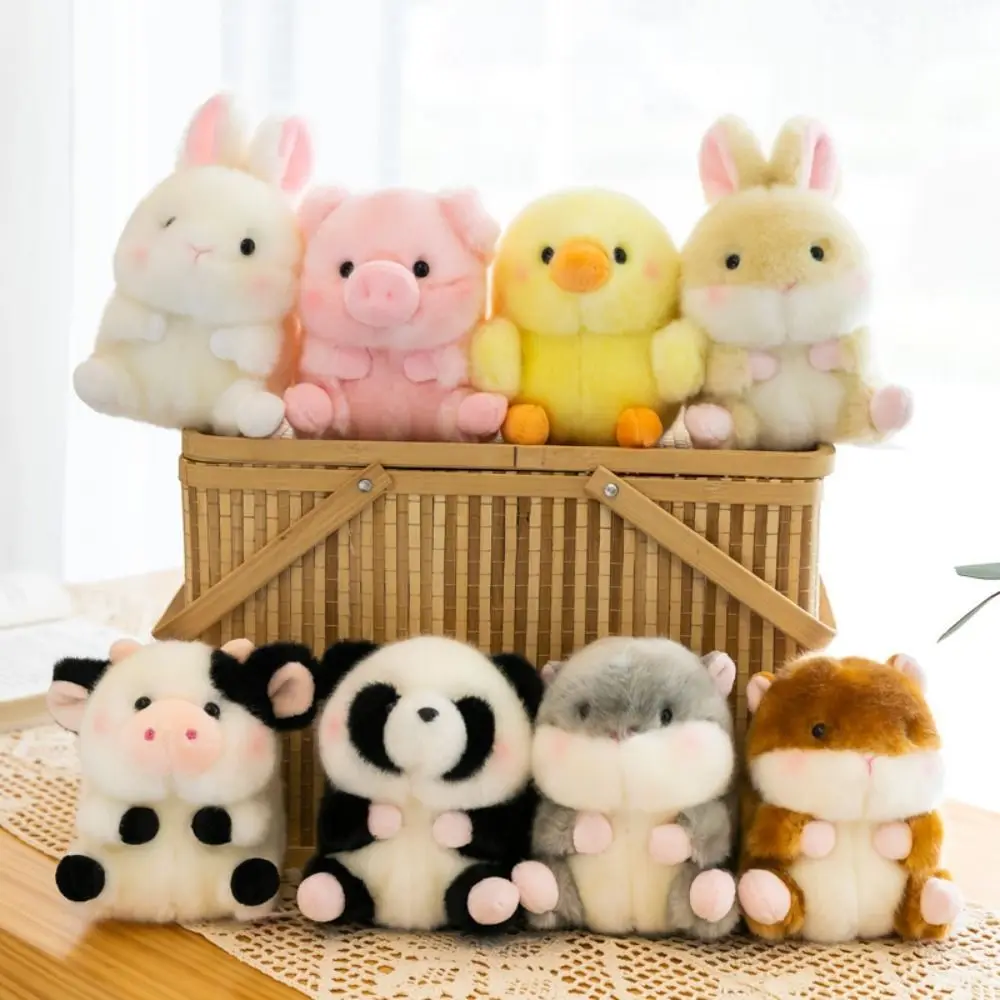 Animal schoolbag Pendant Plush Rabbit Panda Doll Pendant Soft Pig Rabbit Doll Plush Keyring Cute Mini Panda Plush Keychain Kids