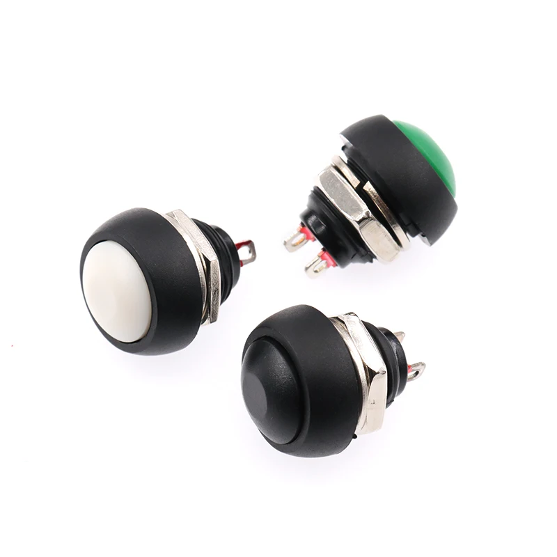 2PCS 12mm Waterproof Momentary push button for switch Black/Red/Green/Yellow/Blue/white PBS-33B Fdkjgecf