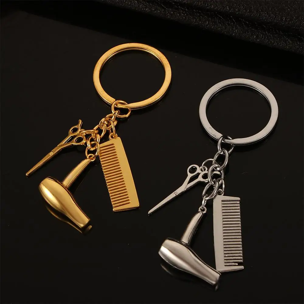 Simulation Keychain Hair Stylist Essential Decor Barber Shop Tools Key Ring Comb Hair Dryer Keychain Scissors Pendants